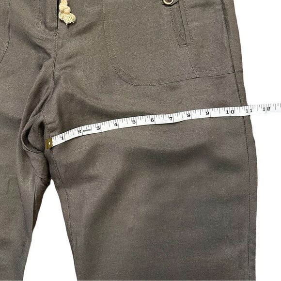 Sandro Linen Blend High Rise Cropped Pants with Rope Tie Belt Size 6 - Picture 7 of 11